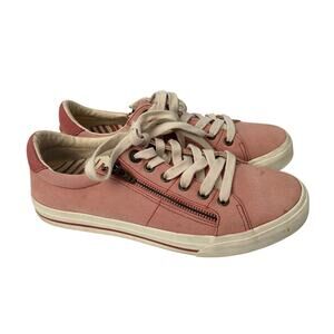 Taos Z Soul Shoes Womens Size 9 Pink Canvas Sneakers Casual Zipper Comfort
